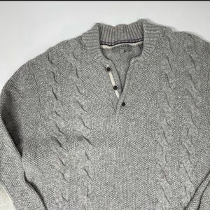Ted Baker Men's Gray Cable Knit Sweater Elbow Patches Size 4/L